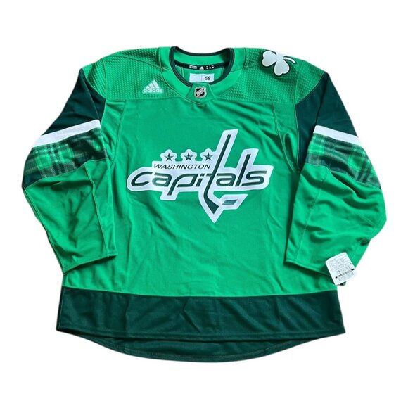 adidas Washington Capitals St. Patrick’s Day Team Issue Jersey Size 56 FR6970 - Picture 1 of 7